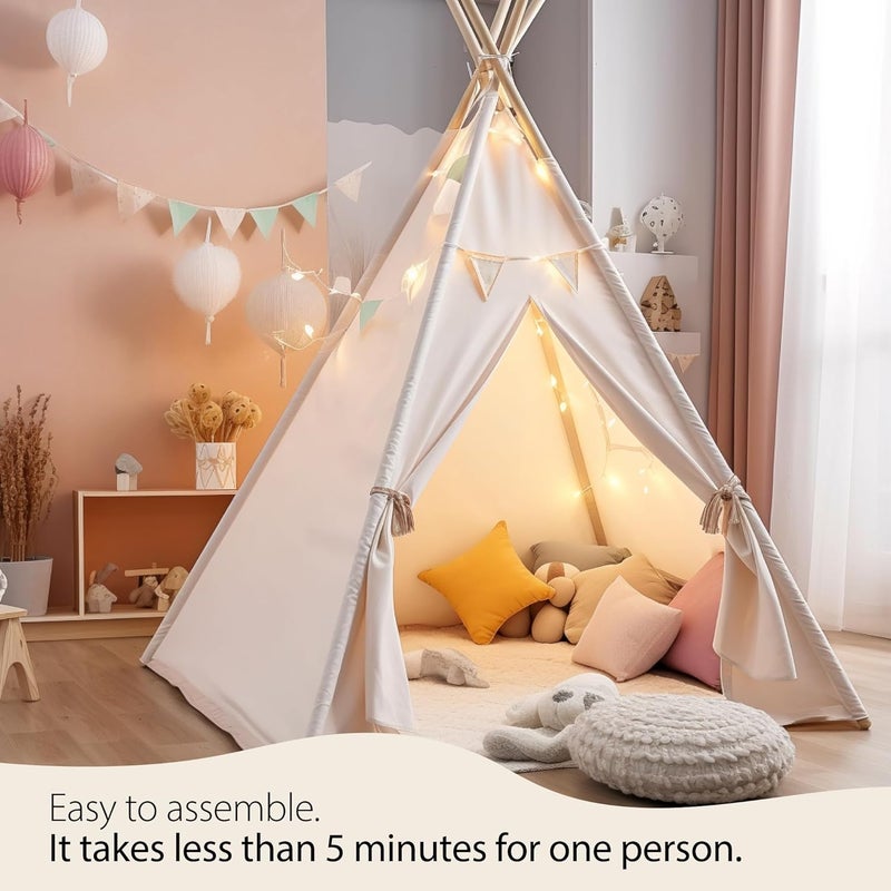 Atlasonix Kids Teepee Tent - Teepee Tent for Kids, Teepe for Toddlers 1-3 | TP Tent Indoor 100% Cotton Canvas Tipi Tents - Child TP for Play and Imagination - Image 2